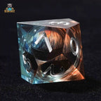 Blue transparent resin D10 dice liquid core longan 10-sided dice