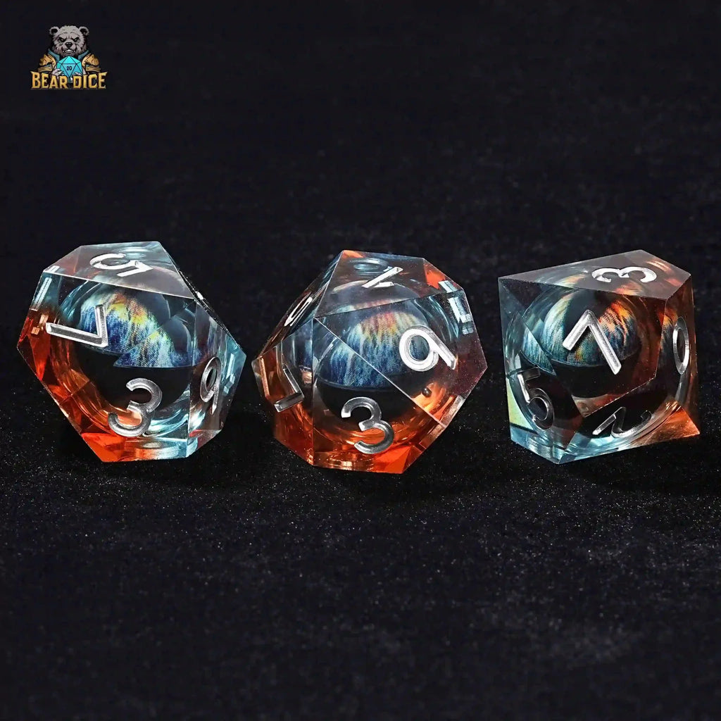 Blue transparent resin D10 dice liquid core longan 10-sided dice
