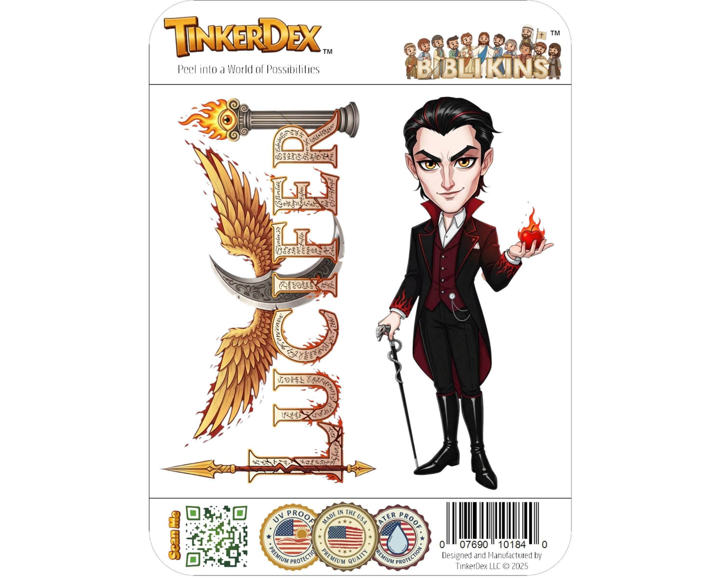 Lucifer Sticker and Magnet - the Light-Bringer Biblikins™ – The Fallen Angel | Waterproof & UV-Proof - Sticker / Mini