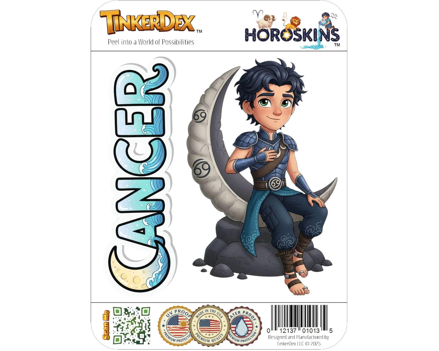 Cancer Sticker and Magnet - the Moon Child Horoskins™ – Zodiac Water Sign | Waterproof & UV-Proof - Sticker / Mini