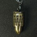 Bronze Metal Hollow D20 Bullet Dice Cage Pendant + 7 Mini RPG Dice Set