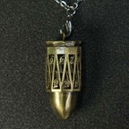 Bronze Metal Hollow D20 Bullet Dice Cage Pendant + 7 Mini RPG Dice Set