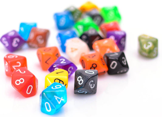 Bulk 10 Sided Dice | 25 Random D10s | Assorted Colors - 
