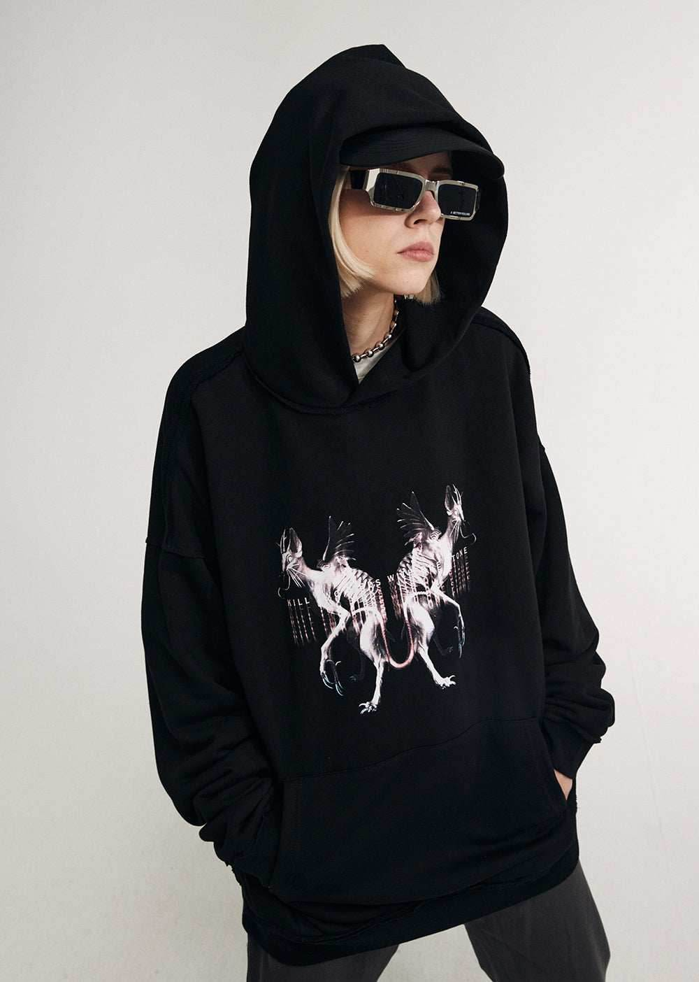 Flying Devil Cats Hoodie - Blue / S