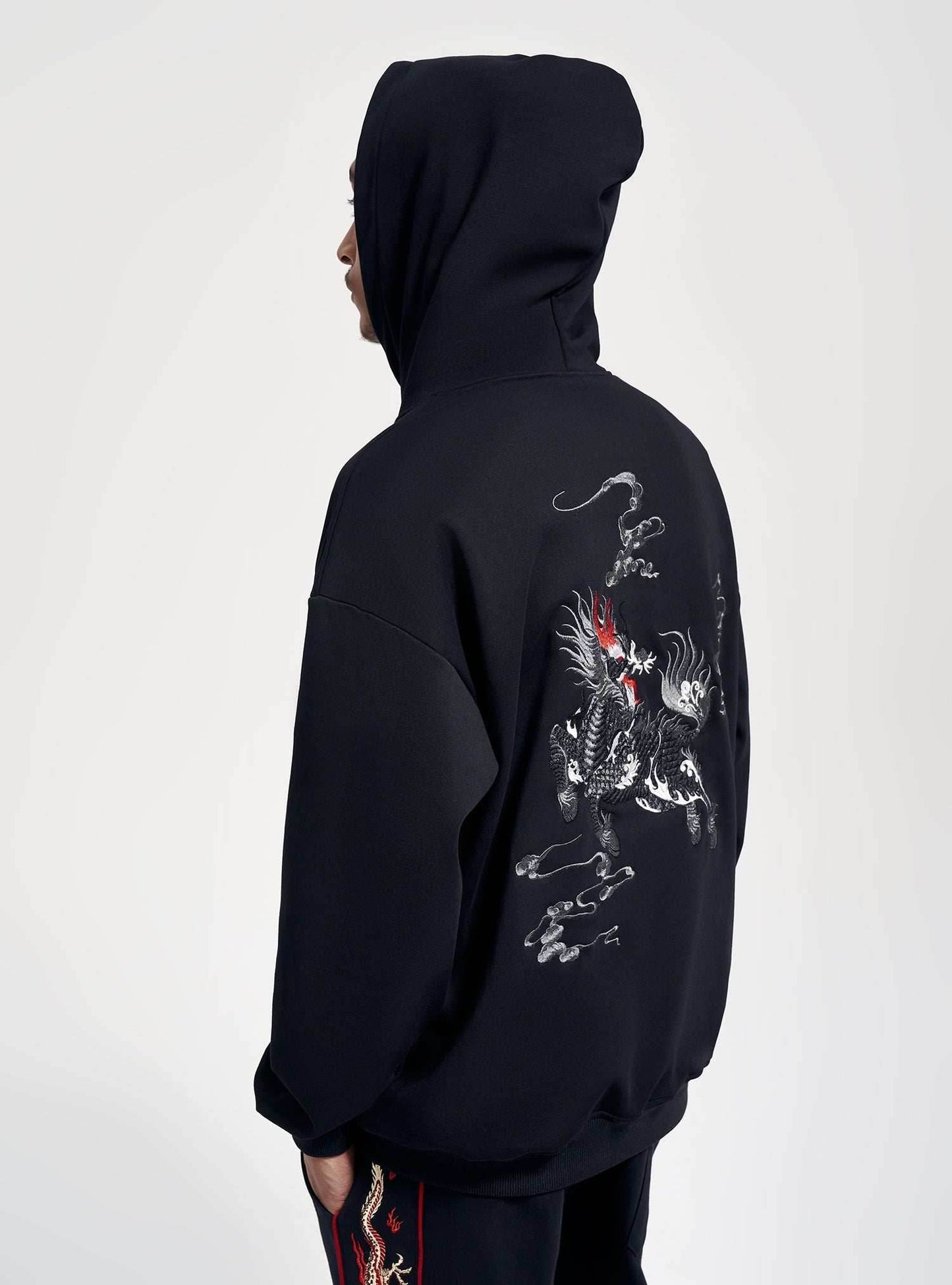 KH9102 Kirin Embroidery Hoodie - Black / S
