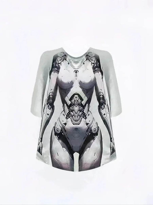 'Bikini Body' Future AI Body Prints Oversized T Shirts - white / S