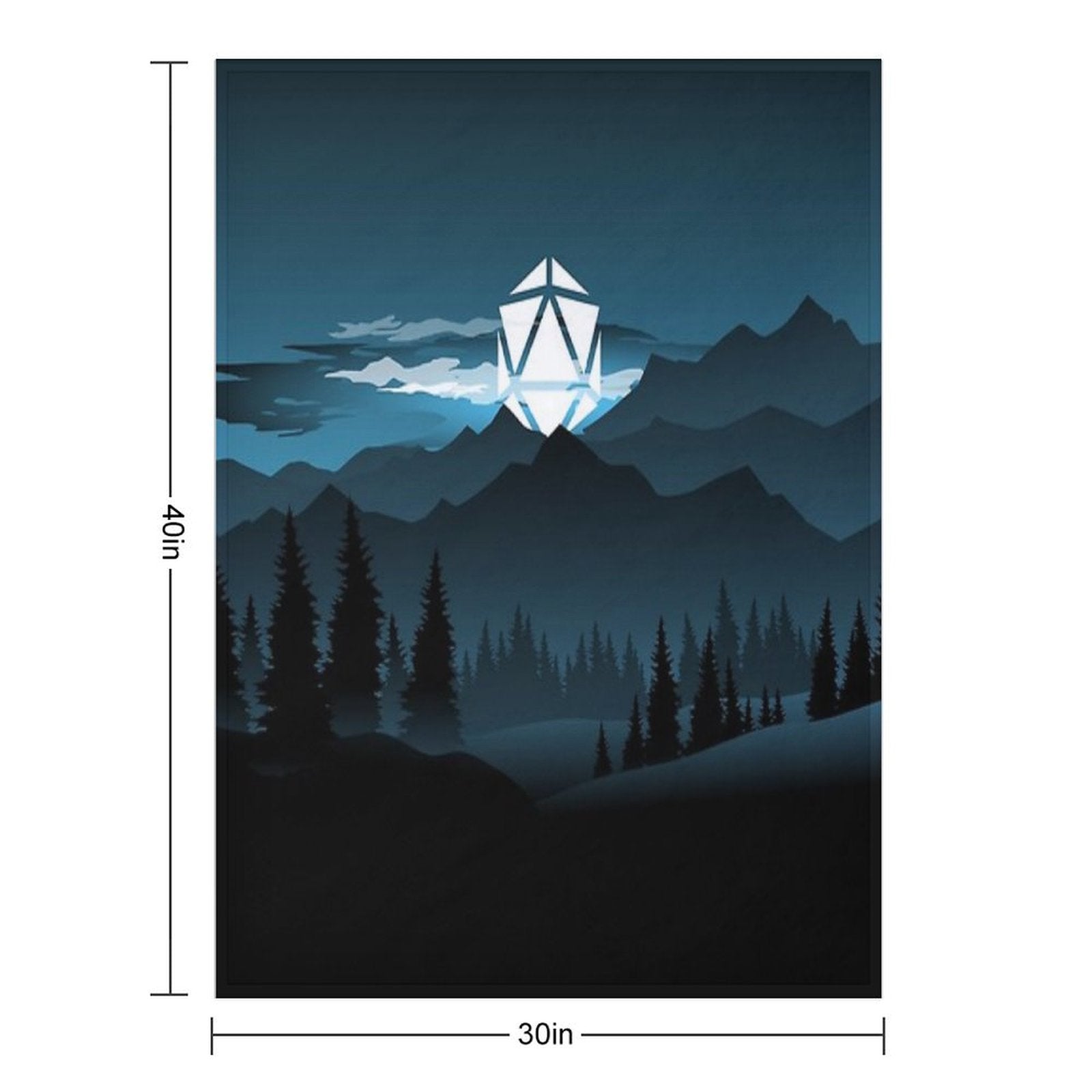 Mountain Full Moon D20 Dice Tabletop RPG Maps And Landscapes Throw Blanket