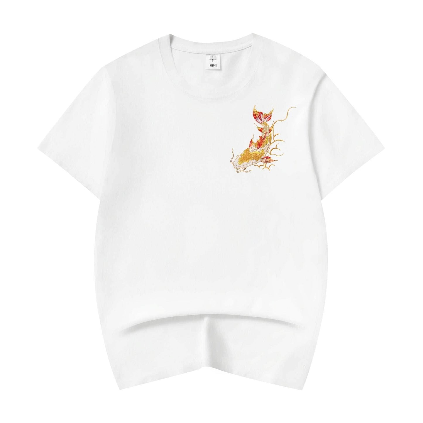 KH852 Golden Koi Fish Embroidery Tee - Black / S