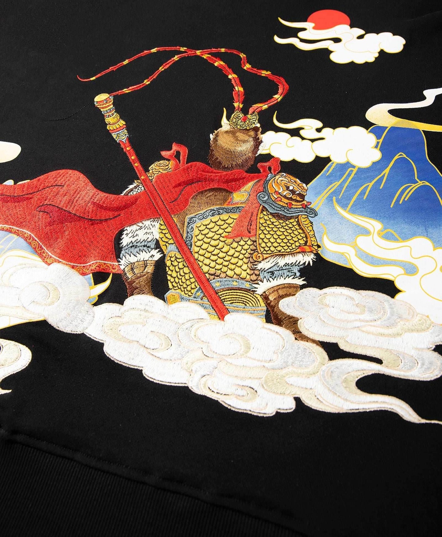Monkey King Embroidery Hoodie - Black / S