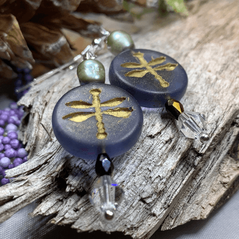 Pearl Dragonfly Earrings - 