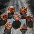 Celtic Knot - ancient red copper metal solid dice set