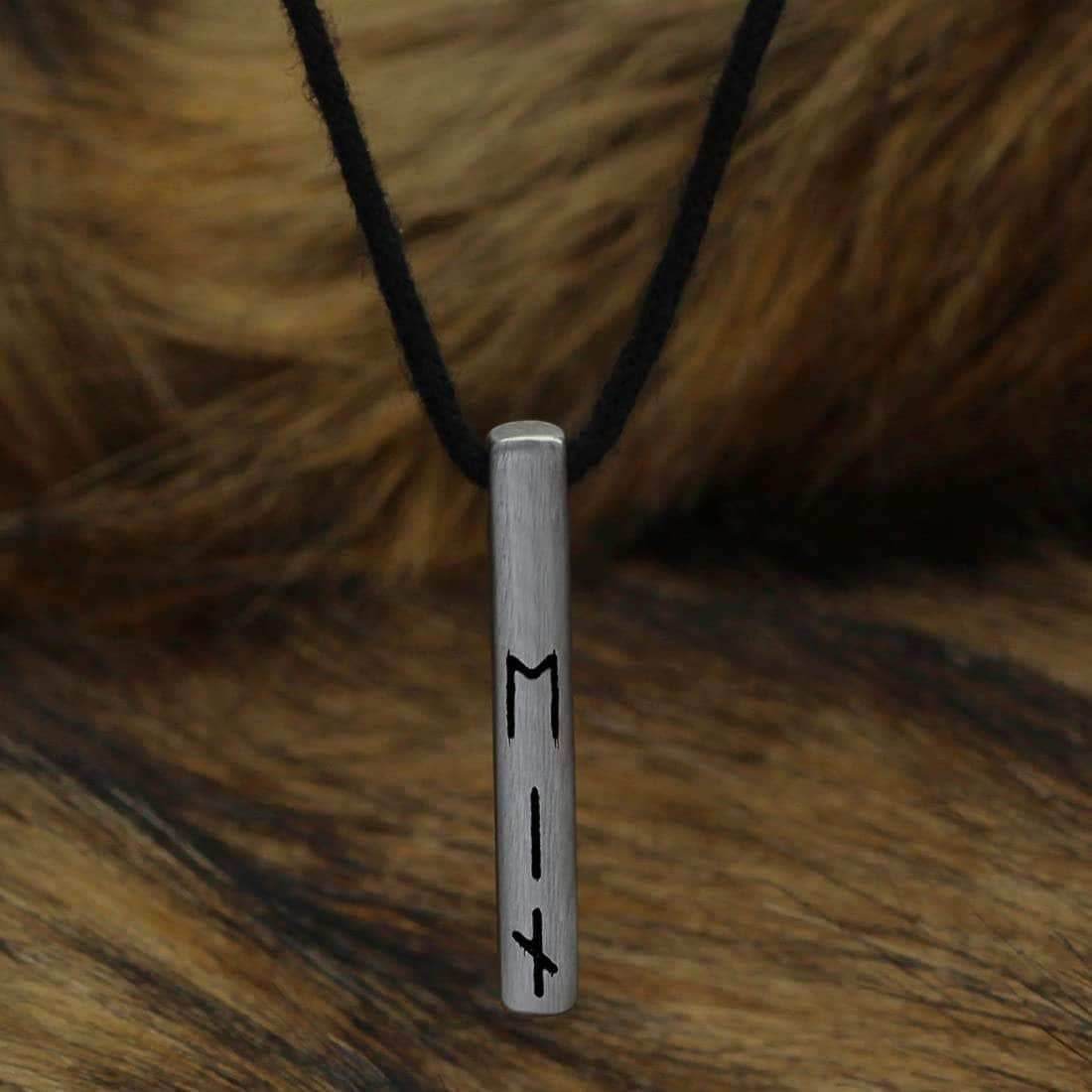 Viking Runes Birthday Stainless Steel Silver Necklaces - Feb 14 - Mar 13