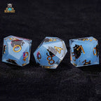 Charming Adorable Cat Blue Resin 10 Sided Dice (D10 Dice)