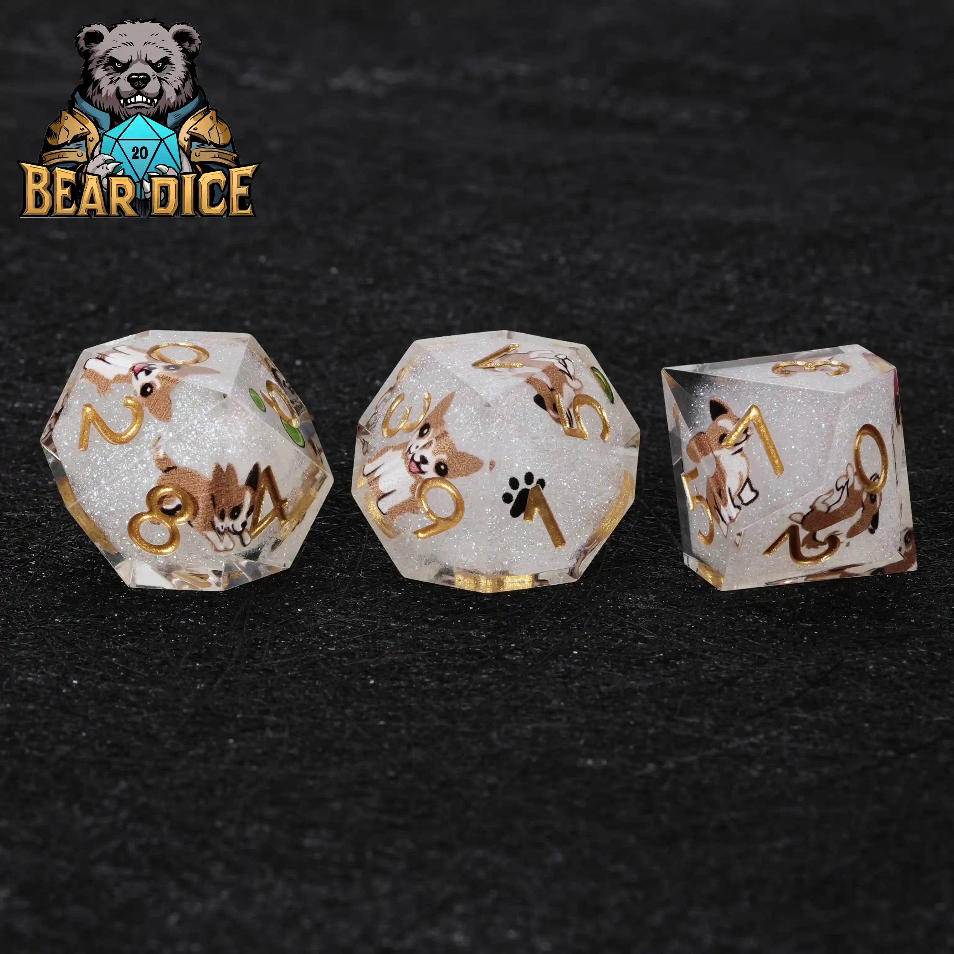 Chihuahua Resin D10 Die + Gold Numerals (Ten-Sided Die)