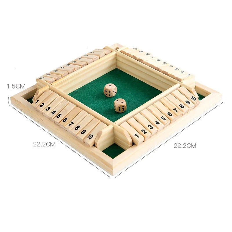 Close the Box Dice Game - Wooden Party Strategy Board Game