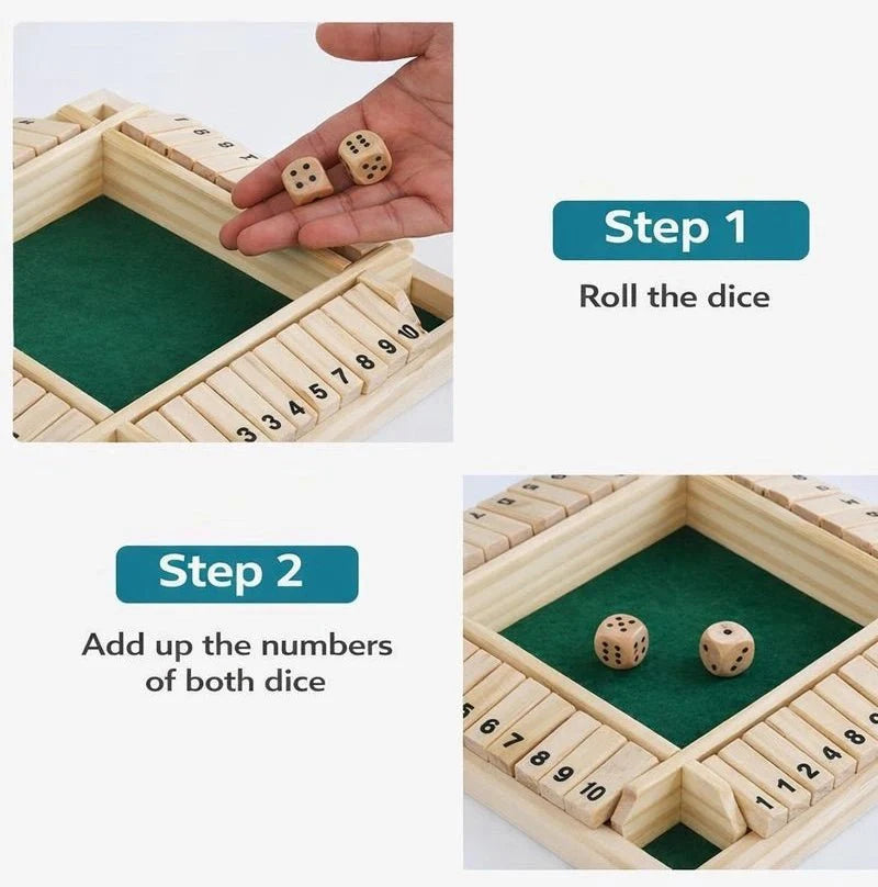 Close the Box Dice Game - Wooden Party Strategy Board Game
