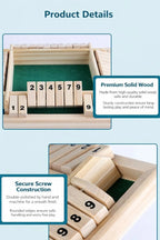 Close the Box Dice Game - Wooden Party Strategy Board Game