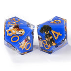 Colorful blue transparent resin cute dog pattern dice set + gold font
