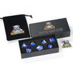 Colorful blue transparent resin cute dog pattern dice set + gold font