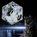 Cool dice sets: 7 gold font polyhedron dnd black cat resin dice