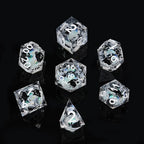 Cool dice sets: 7 gold font polyhedron dnd black cat resin dice