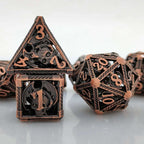 Cool Metal Skull Flying Dragon Hollow DND Dice Set
