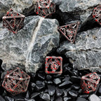 Cool Metal Skull Flying Dragon Hollow DND Dice Set