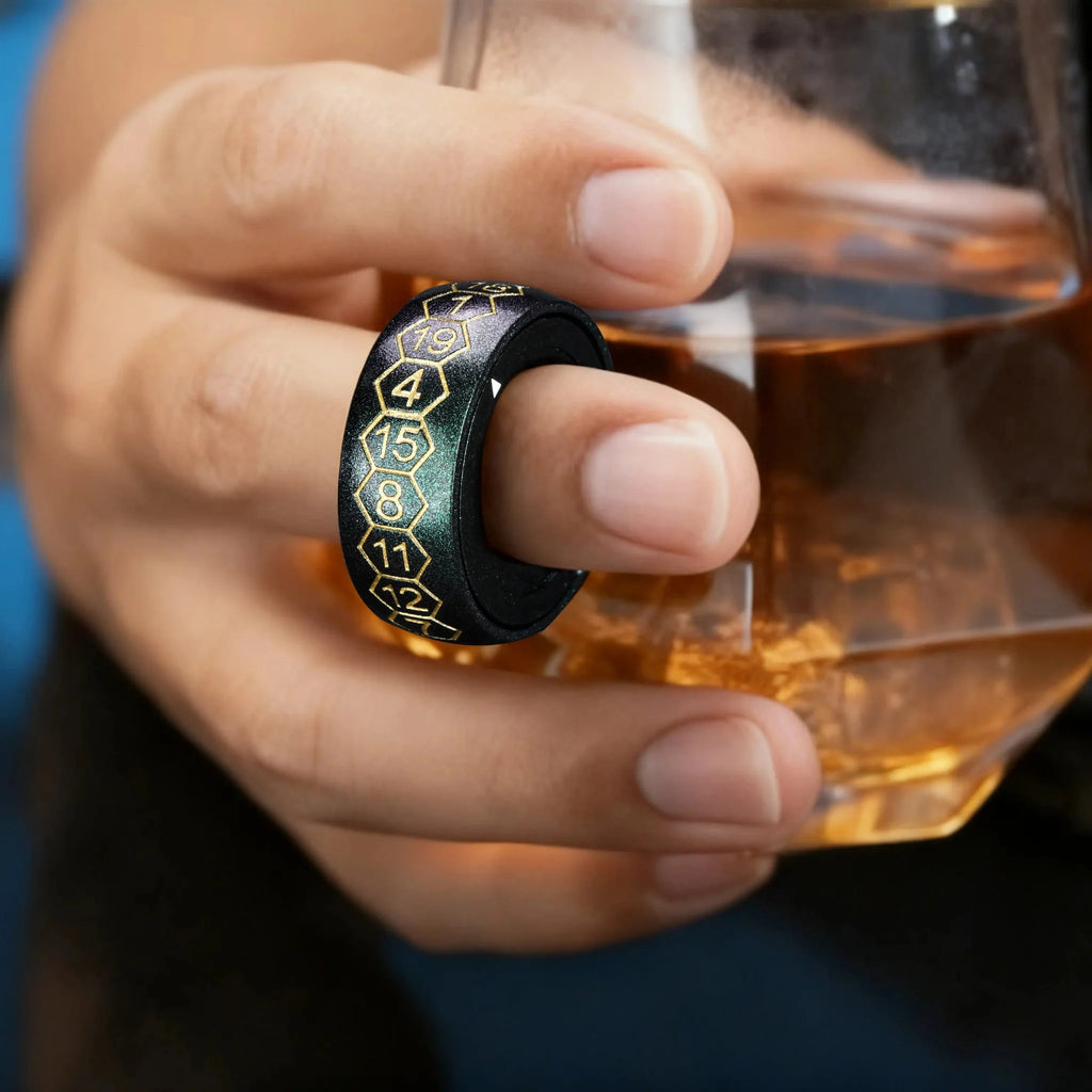 Cool Metal Fingertip Spinning D20 Dice Ring