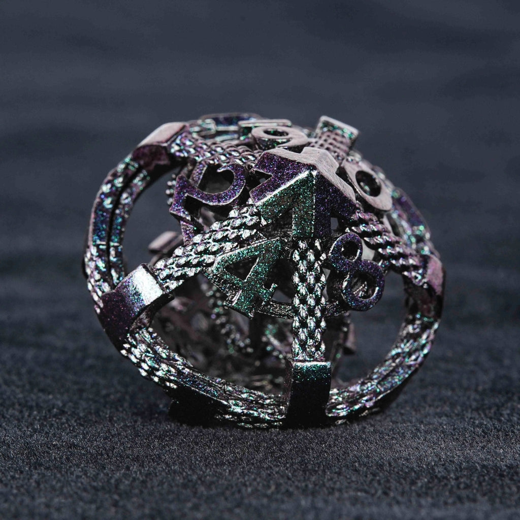 Cthulhu-Octopus Monster Purple Green Metal Hollow Dice Set