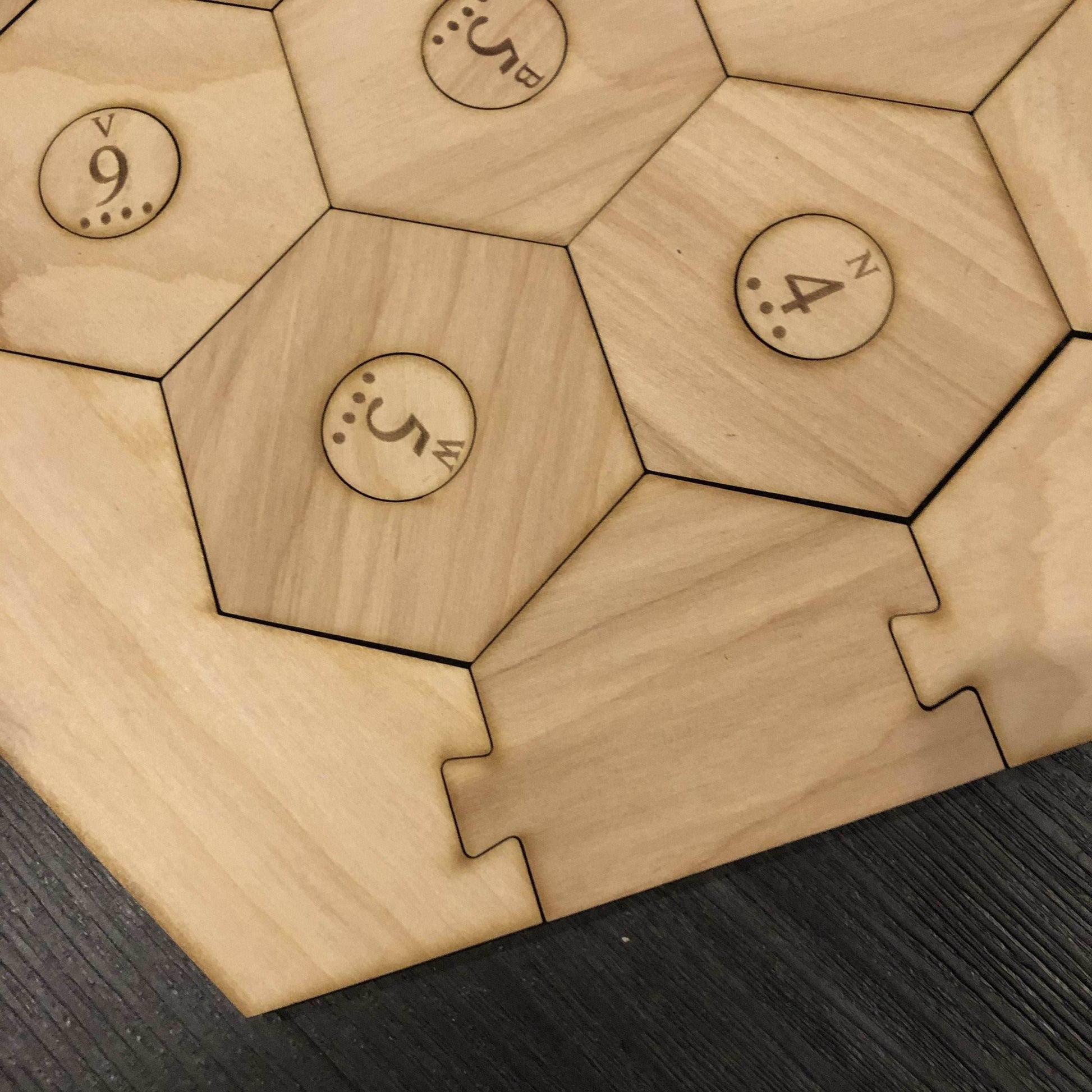 5-6 Player Catan Compatible Board Set with Laser Etched Terrain, Border and Number Pieces - 