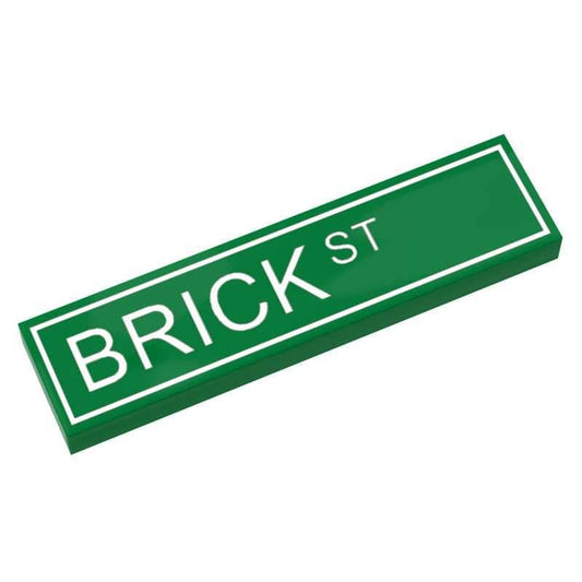 Brick St. Street Sign made with LEGO part (1x4 Tile) - B3 Customs - 