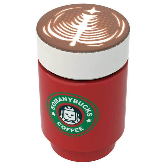 Somanybucks Christmas Coffee Cup w/ Christmas Tree Foam for Minifigs - B3 Customs - 