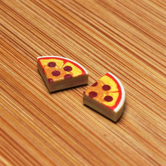 2 Slices of Pepperoni Pizza - Custom Printed (1x1 Curved Tile) made using LEGO parts - 