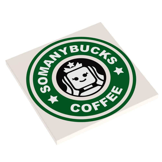 Big Somanybucks Coffee Sign (6x6 Tile) - B3 Customs made using LEGO parts - 