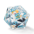 Cute Anime Corgi Puppy Black Quicksand Liquid Core Resin Polyhedron Dice Set + Blue Font