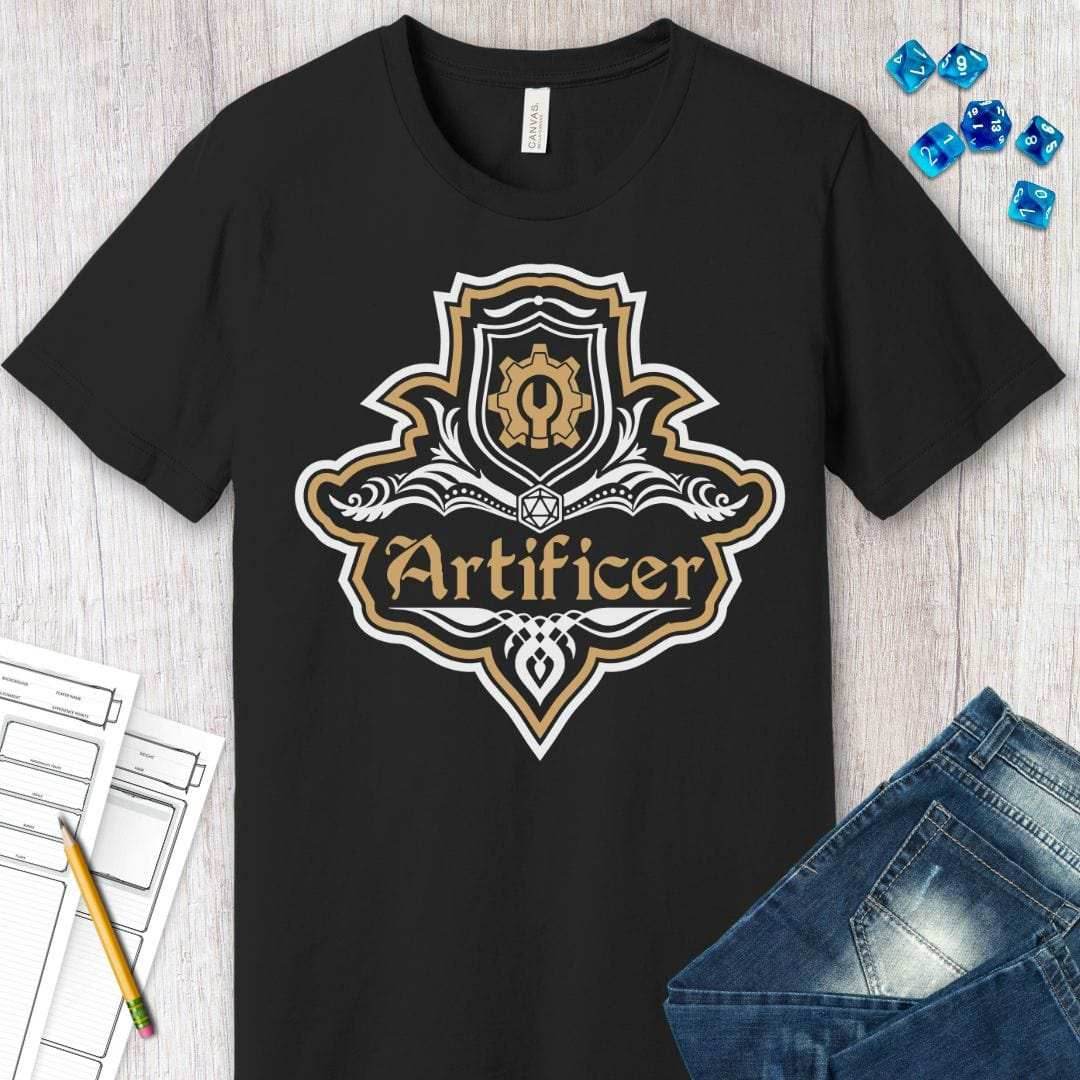 D&D Artificer Class Fancy Emblem T-Shirt - Dark Chocolate / S