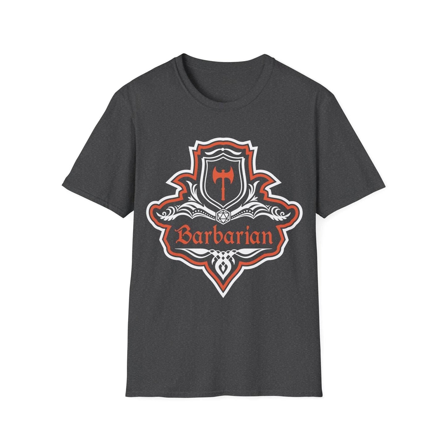 D&D Barbarian Class Fancy Emblem T-Shirt - Dark Heather / S