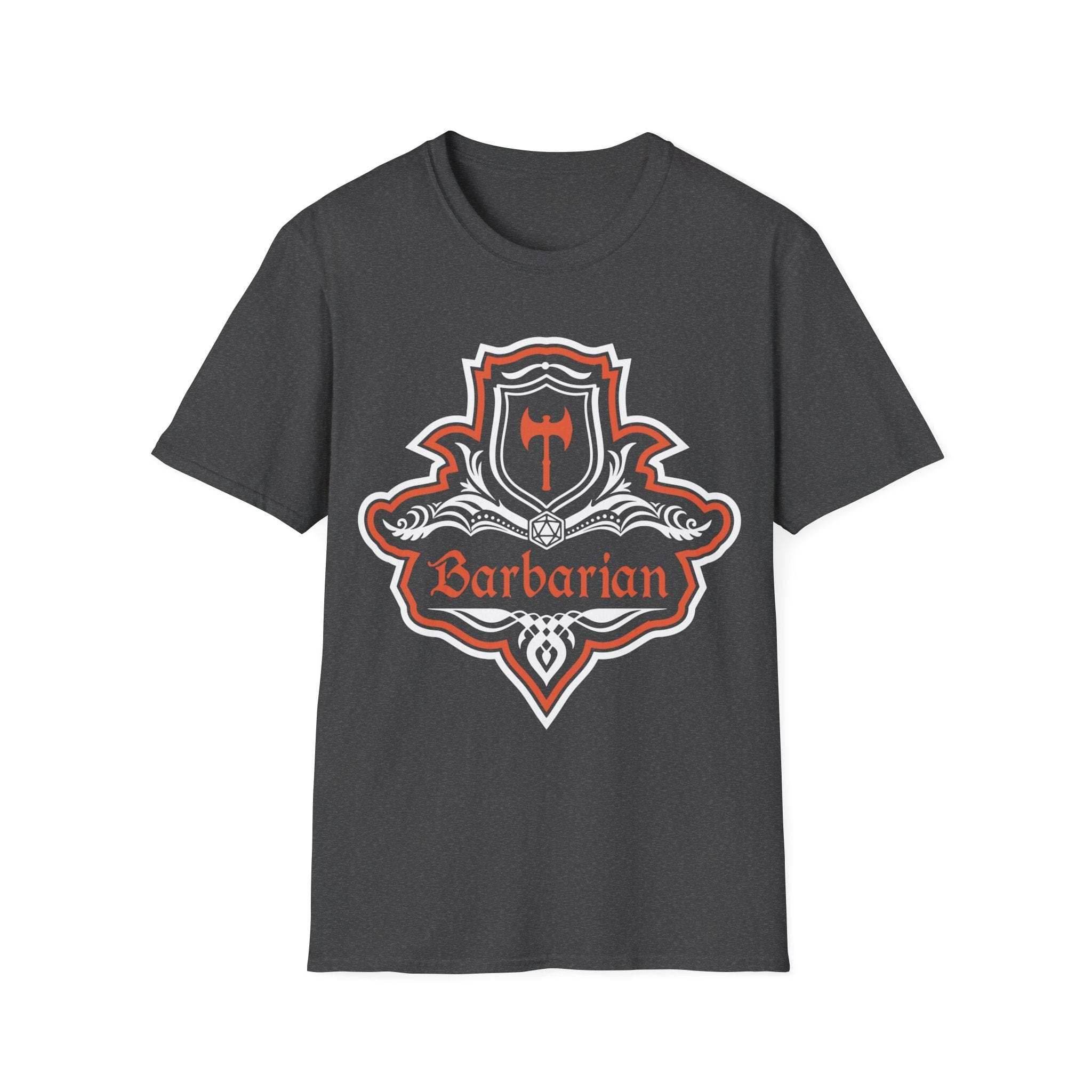 D&D Barbarian Class Fancy Emblem T-Shirt - Dark Heather / S