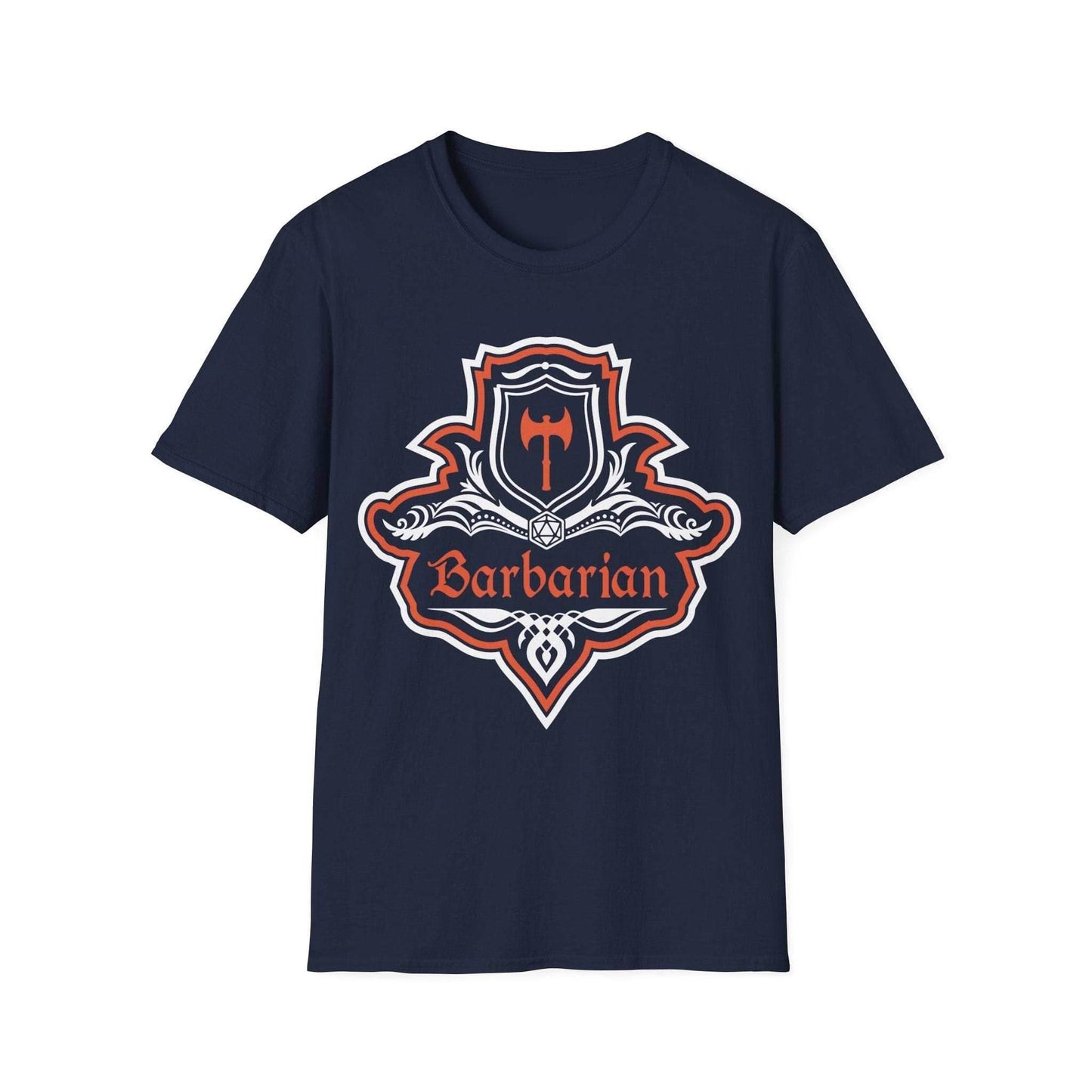 D&D Barbarian Class Fancy Emblem T-Shirt - Navy / S