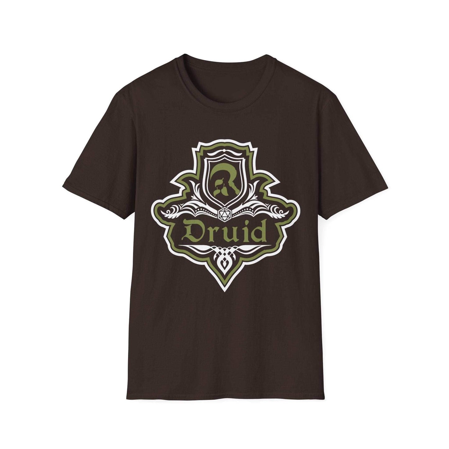 D&D Druid Class Fancy Emblem T-Shirt - Dark Chocolate / S