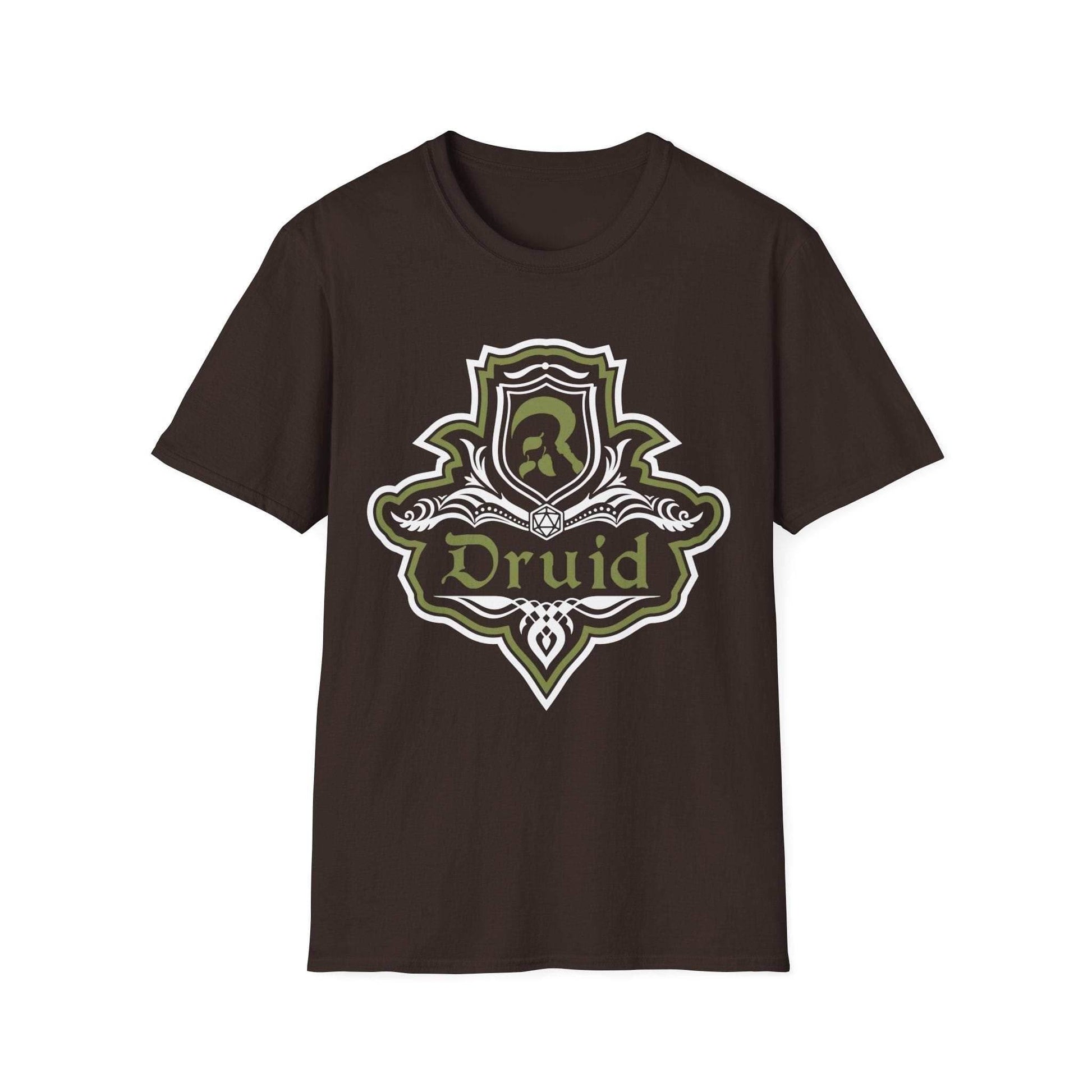 D&D Druid Class Fancy Emblem T-Shirt - Dark Chocolate / S