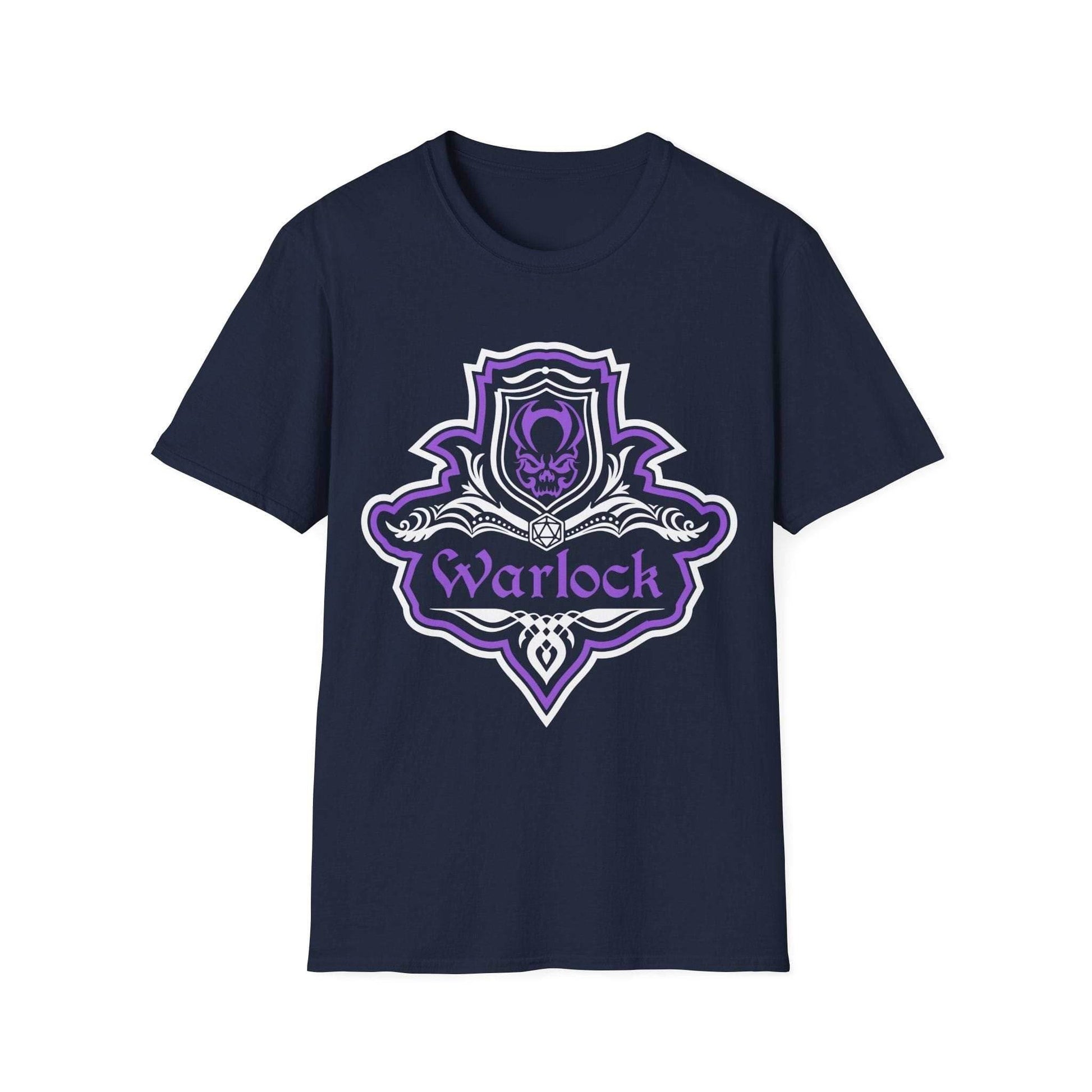 D&D Warlock Class Fancy Emblem T-Shirt - Navy / S
