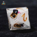 D10 Big Eye Cat White Resin D&D 10 Sided Dice