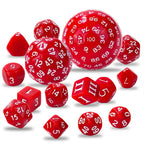 D100-15pcs Red Acrylic Polyhedron Dice Set