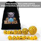 D100-15pcs Yellow Acrylic Polyhedron Dice Set