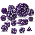 Roll D100 Dice Set – 15 Pieces Purple Acrylic Polyhedral Dice