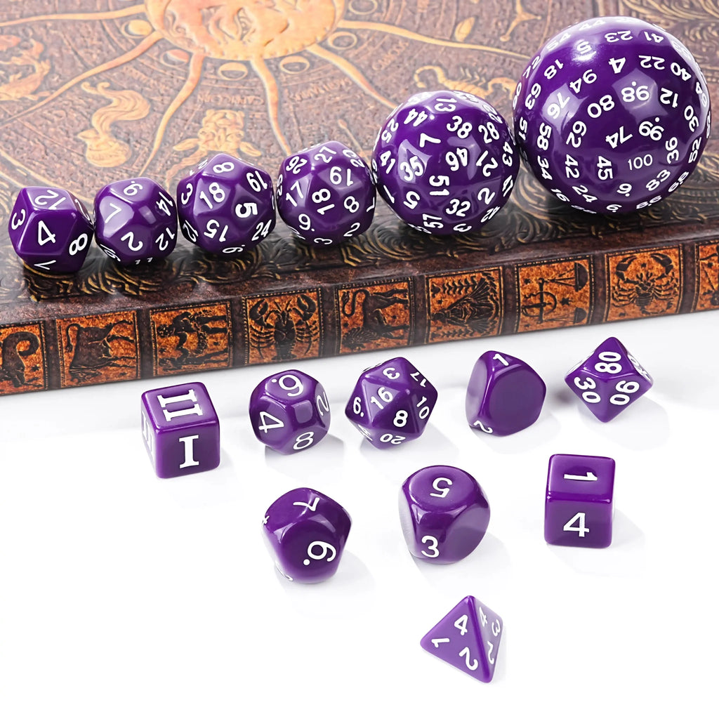 Roll D100 Dice Set – 15 Pieces Purple Acrylic Polyhedral Dice