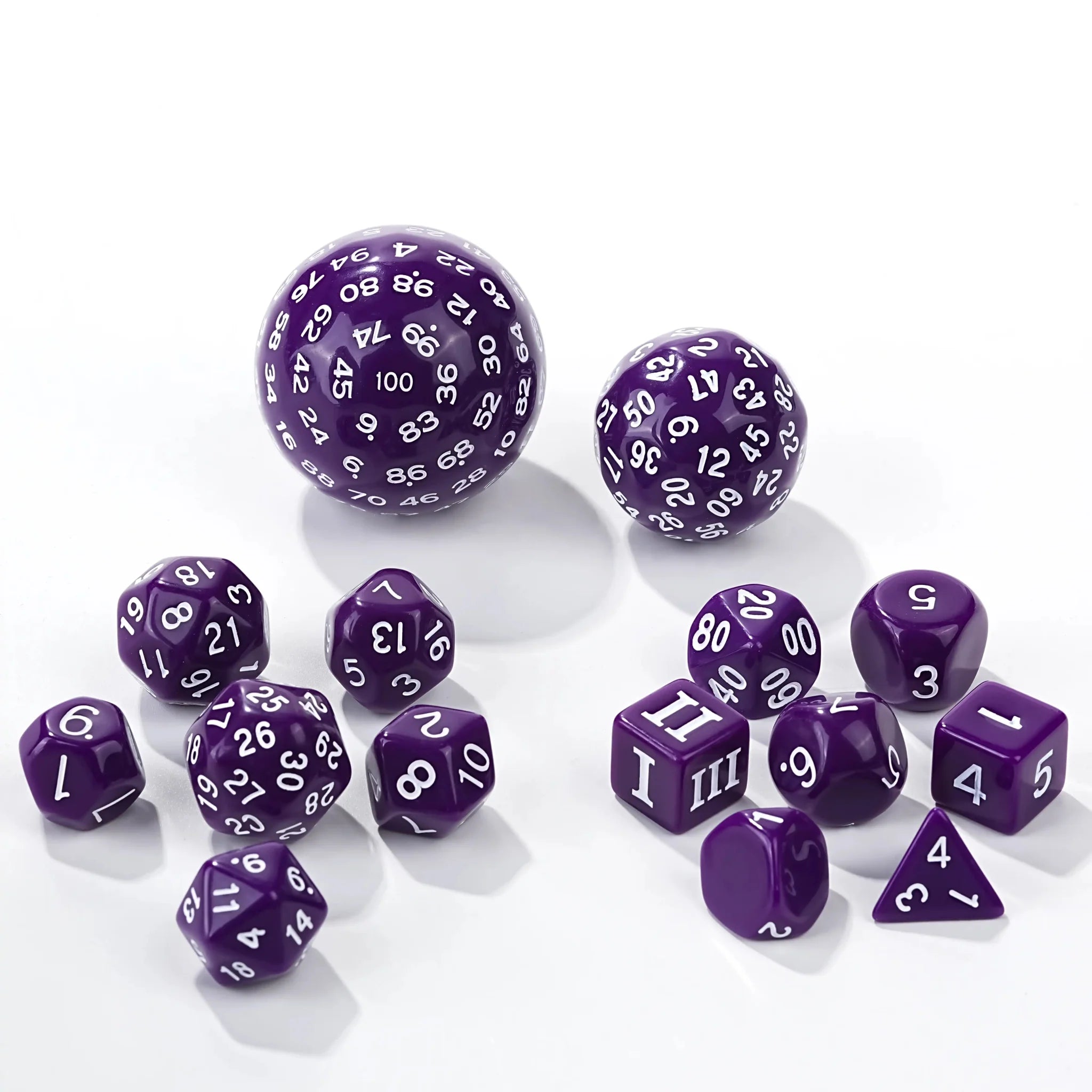Roll D100 Dice Set – 15 Pieces Purple Acrylic Polyhedral Dice