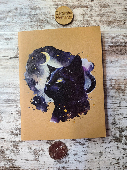 Celestial Cat Black Galaxy Kitty Journal Notebook