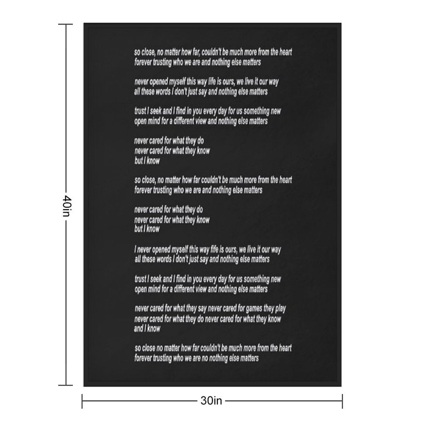 Metallica Nothing Else Matters Song Lyrics Throw Blanket
